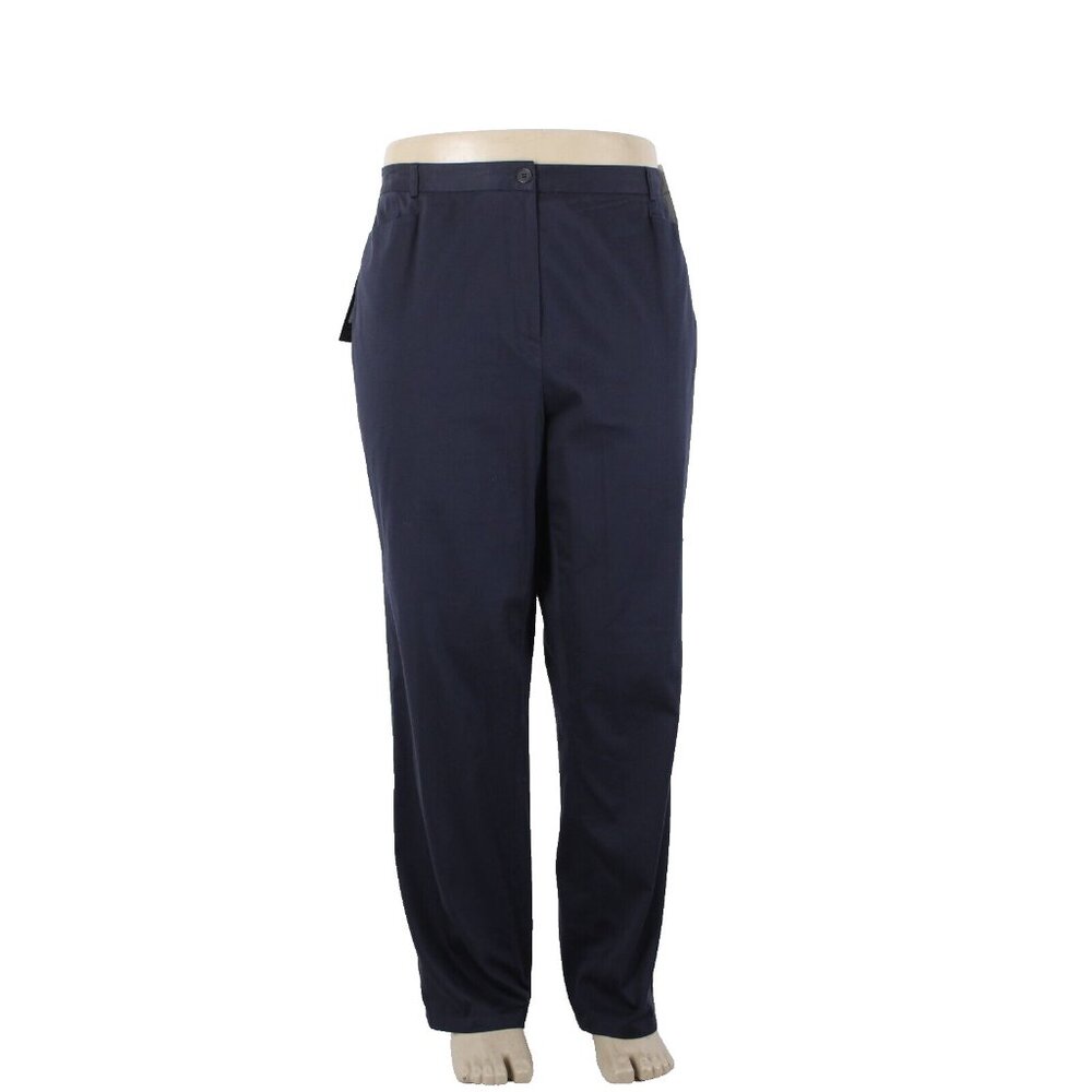 Salon Z Real Clothes $98 Kimberly Sz 16 x 30 Navy Blue Pockets Cotton Pant